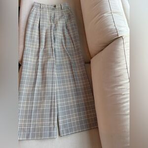 Plaid Print Wide Leg Pants